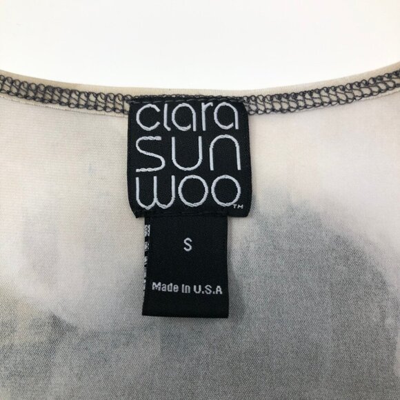 Clara Sunwoo Tan Black Sleeveless Top Size S Watercolor Abstract - Picture 5 of 6